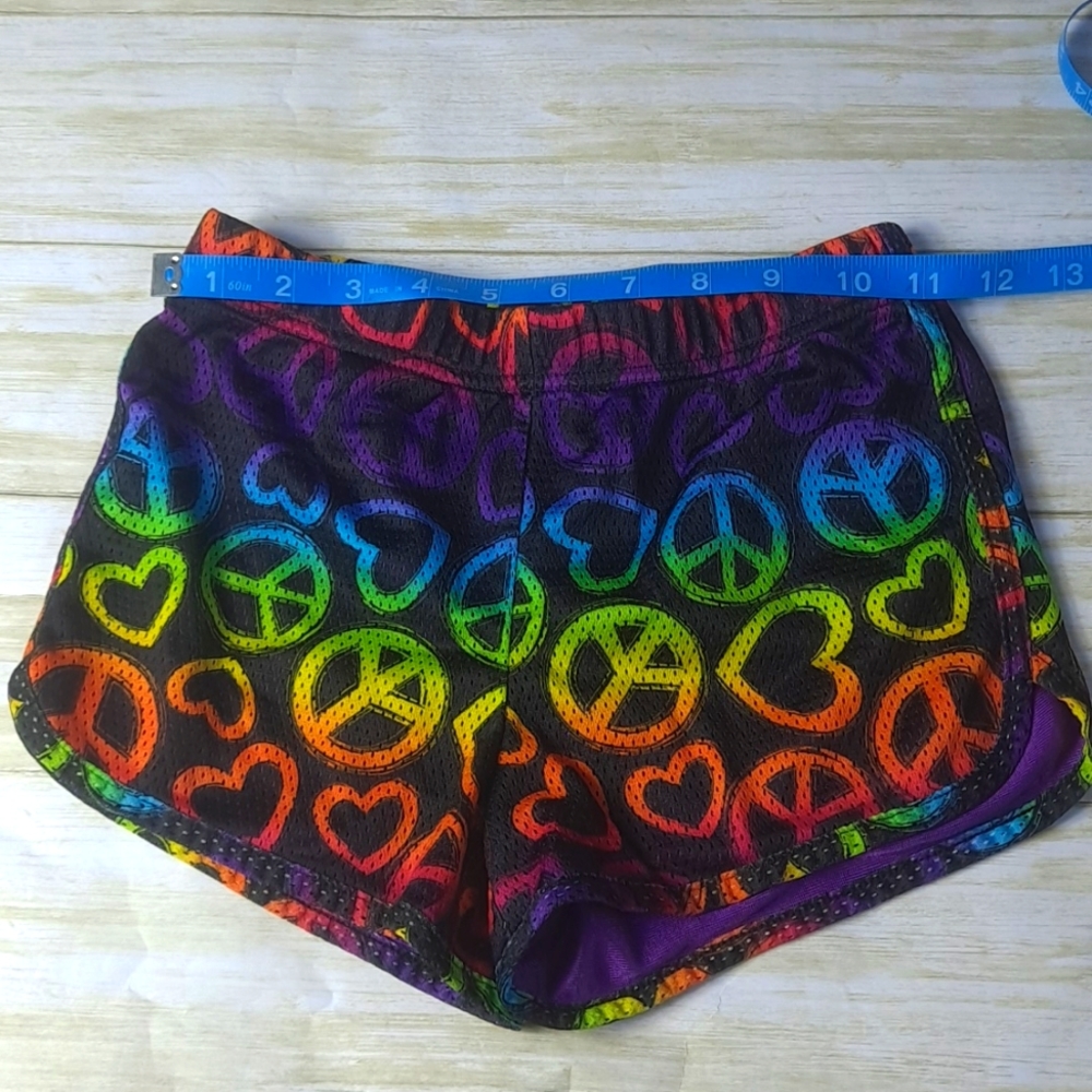Kids Polyester Rainbow Peace Sign Shorts